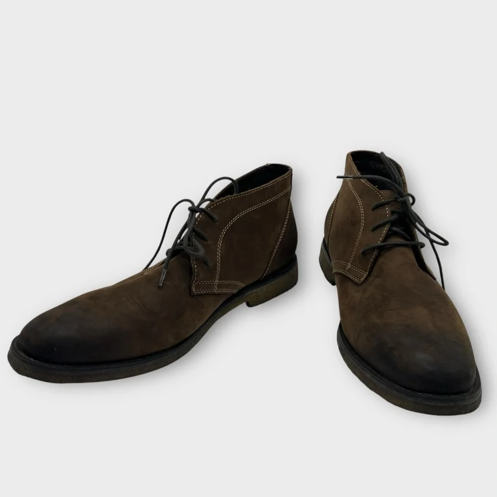 Johnston & Murphy Chukka Boots Men's Size 11.5 Brown Leather Shoes‎ Distressed